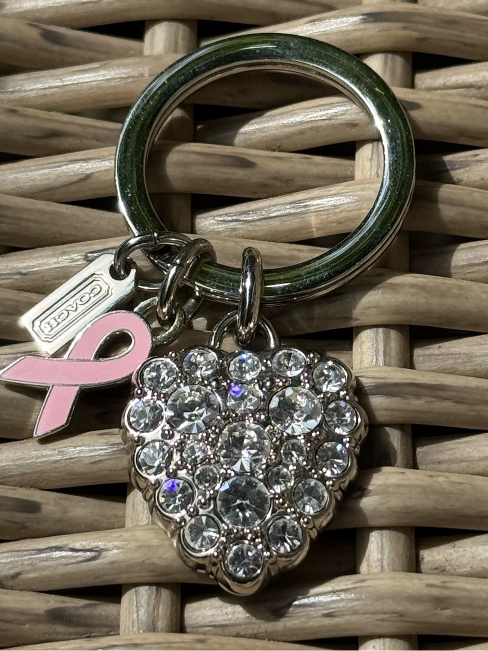 Coach Y2K Crystal Heart Keychain